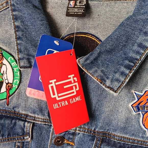Ultra Game NBA Distressed Multi-Team Denim Patch Jean Jacket - Picture 11 of 13
